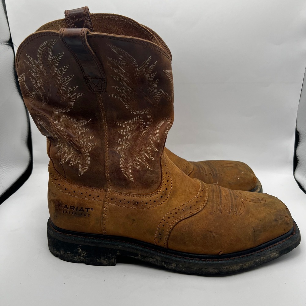 Ariat Sierra Saddle Steel Toe Work Boots Mens 10D Brown Leather 10010134 Western